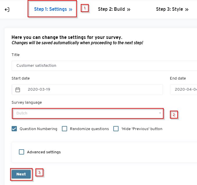 How to set your survey language