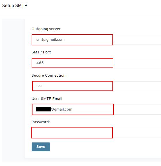 Survey SMTP configuration 