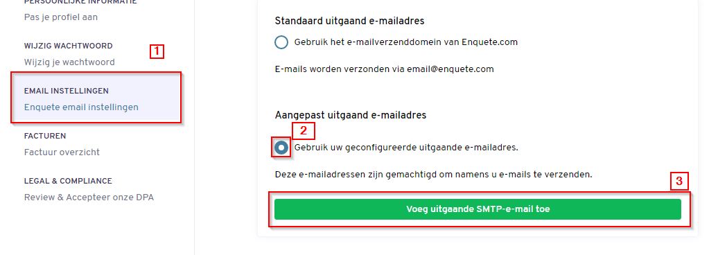 smtp instellingen